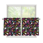 Hippie Peace Sign And Love Pattern Print Tier Curtains