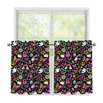 Hippie Peace Sign And Love Pattern Print Tier Curtains