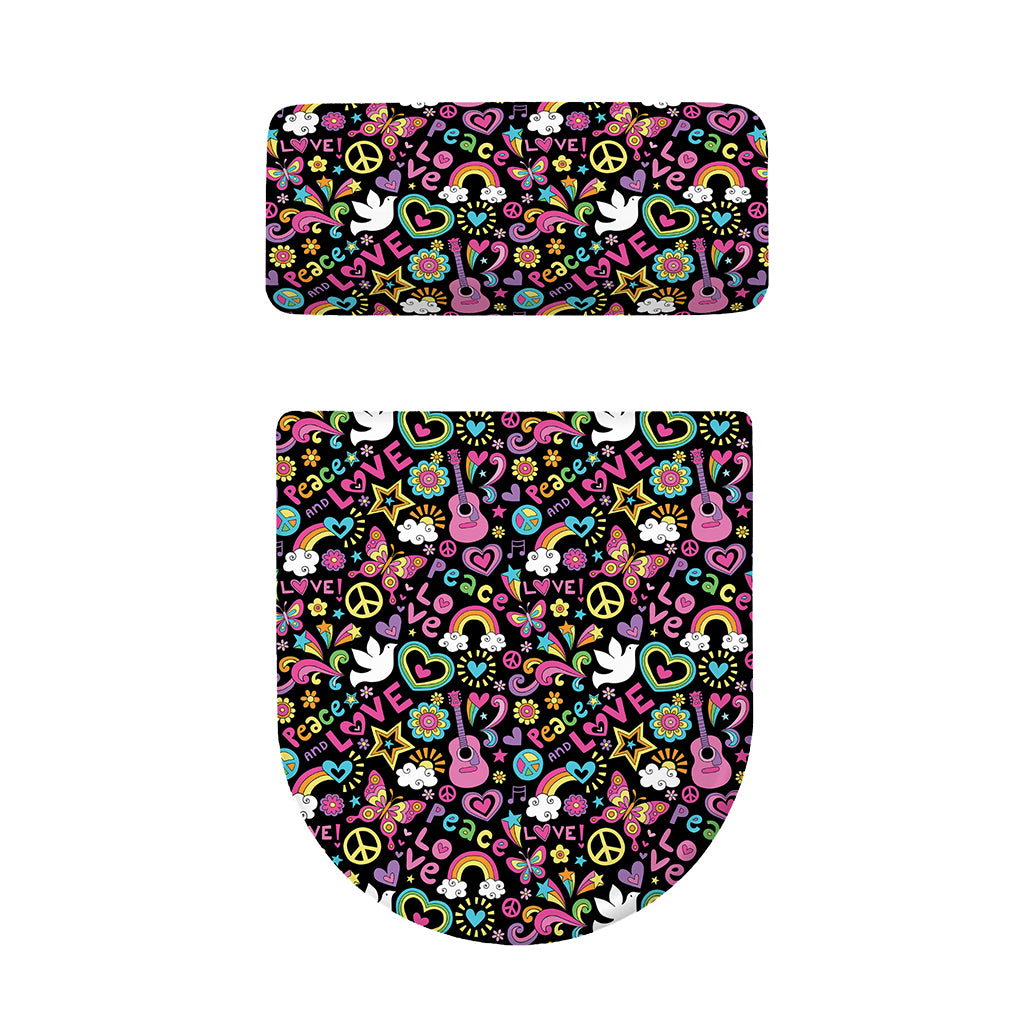 Hippie Peace Sign And Love Pattern Print Toilet Lid And Tank Cover Set