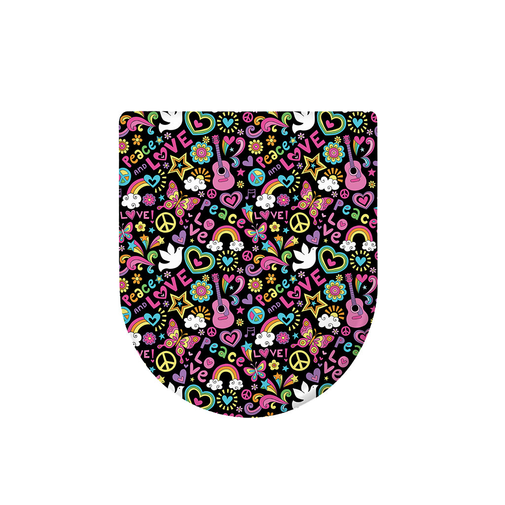 Hippie Peace Sign And Love Pattern Print Toilet Lid Cover