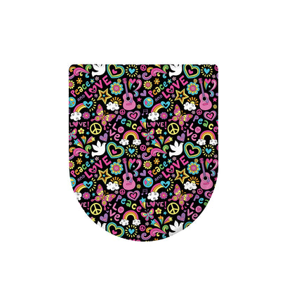 Hippie Peace Sign And Love Pattern Print Toilet Lid Cover