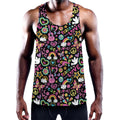 Hippie Peace Sign And Love Pattern Print Men's Workout Tank Top