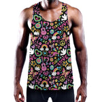 Hippie Peace Sign And Love Pattern Print Training Tank Top