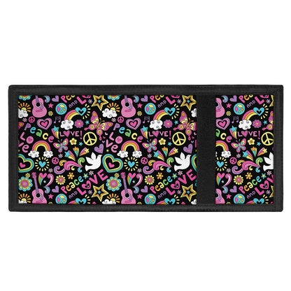 Hippie Peace Sign And Love Pattern Print Trifold Wallet