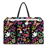 Hippie Peace Sign And Love Pattern Print Utility Tote Bag