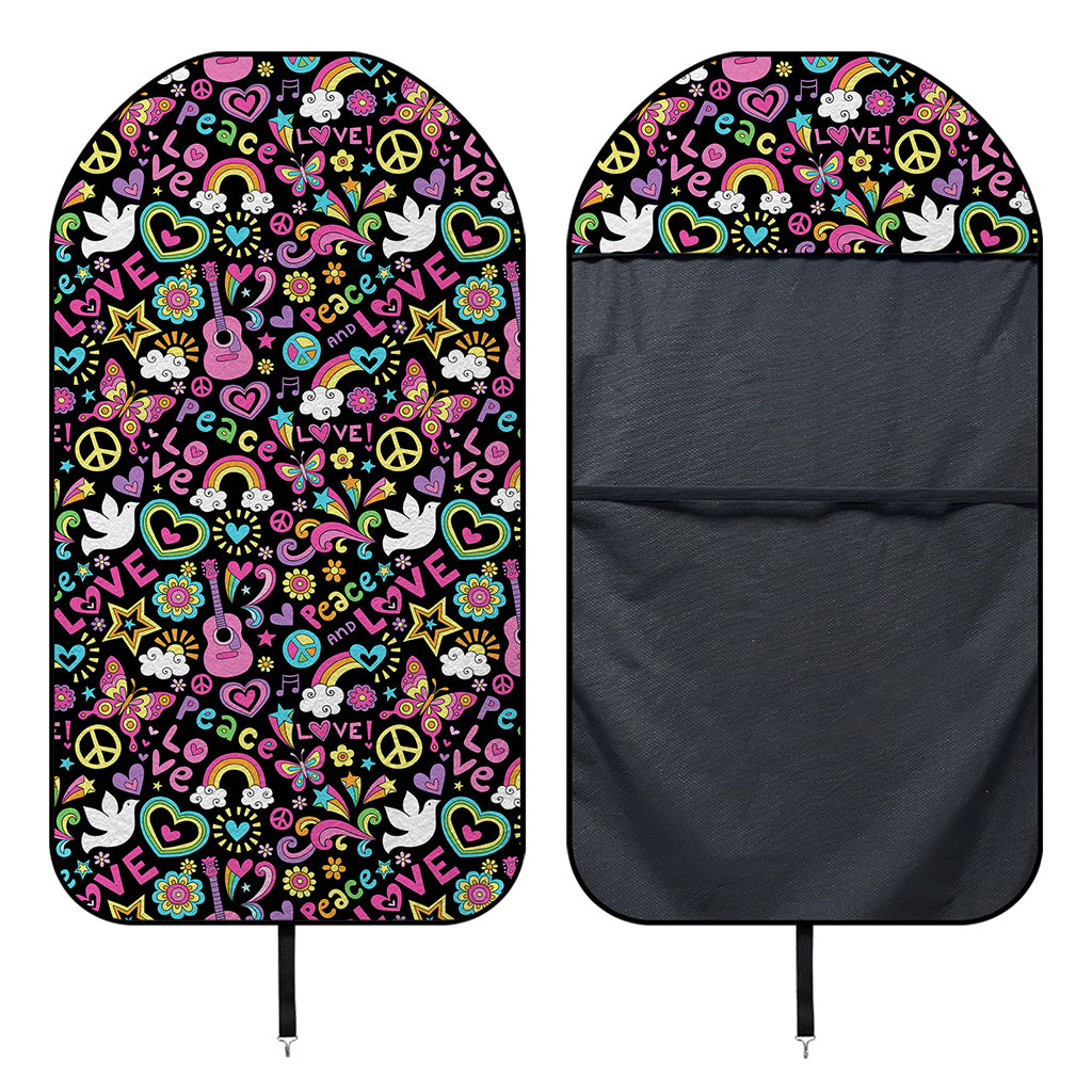 Hippie Peace Sign And Love Pattern Print Waterproof Car Seat Cover