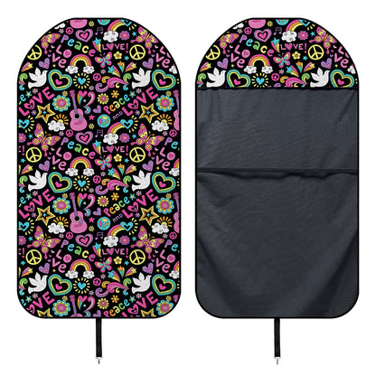 Hippie Peace Sign And Love Pattern Print Waterproof Car Seat Cover