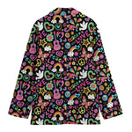 Hippie Peace Sign And Love Pattern Print Women's Blazer