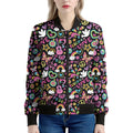 Hippie Peace Sign And Love Pattern Print Women's Bomber Jacket