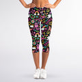Hippie Peace Sign And Love Pattern Print Women's Capri Leggings