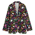 Hippie Peace Sign And Love Pattern Print Women's Cotton Blazer