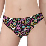 Hippie Peace Sign And Love Pattern Print Women's Panties