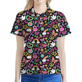 Hippie Peace Sign And Love Pattern Print Women's Polo Shirt