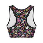 Hippie Peace Sign And Love Pattern Print Women's Sports Bra