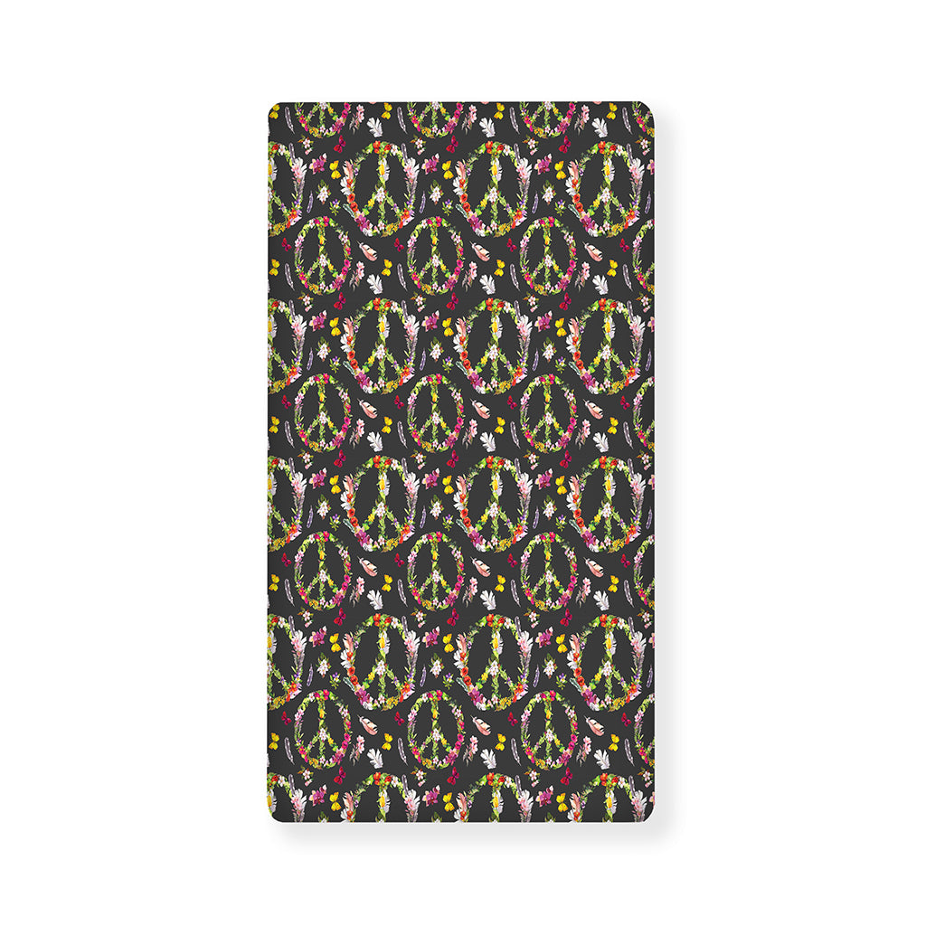 Hippie Peace Sign Flower Pattern Print Baby Crib Sheet