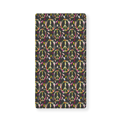 Hippie Peace Sign Flower Pattern Print Baby Crib Sheet