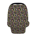 Hippie Peace Sign Flower Pattern Print Baby Seat Cover
