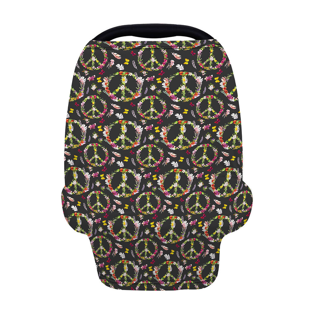 Hippie Peace Sign Flower Pattern Print Baby Seat Cover