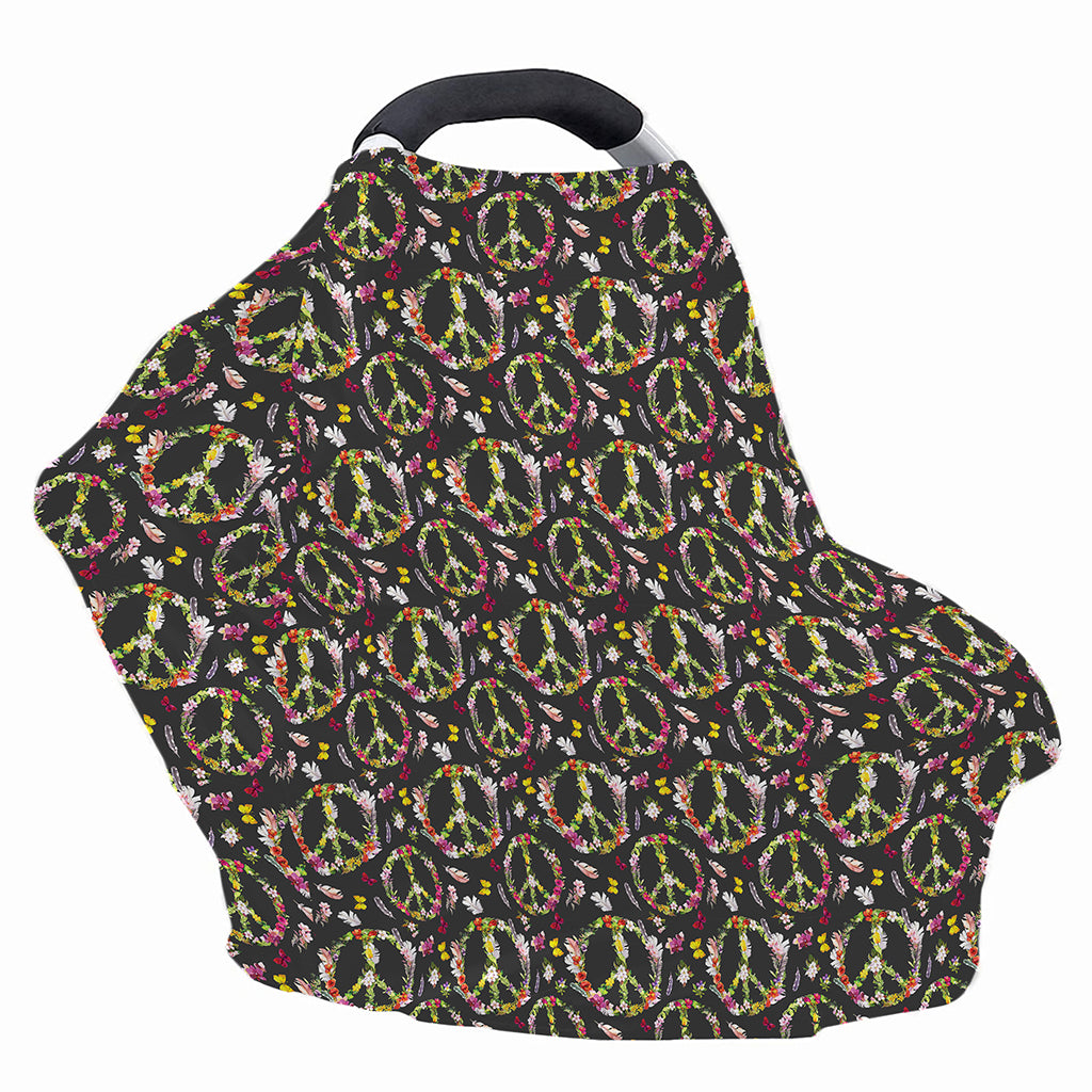Hippie Peace Sign Flower Pattern Print Baby Seat Cover