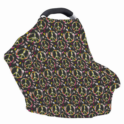 Hippie Peace Sign Flower Pattern Print Baby Seat Cover