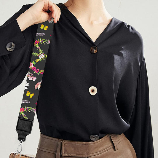 Hippie Peace Sign Flower Pattern Print Bag Strap