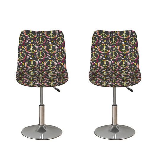 Hippie Peace Sign Flower Pattern Print Bar Stool Covers