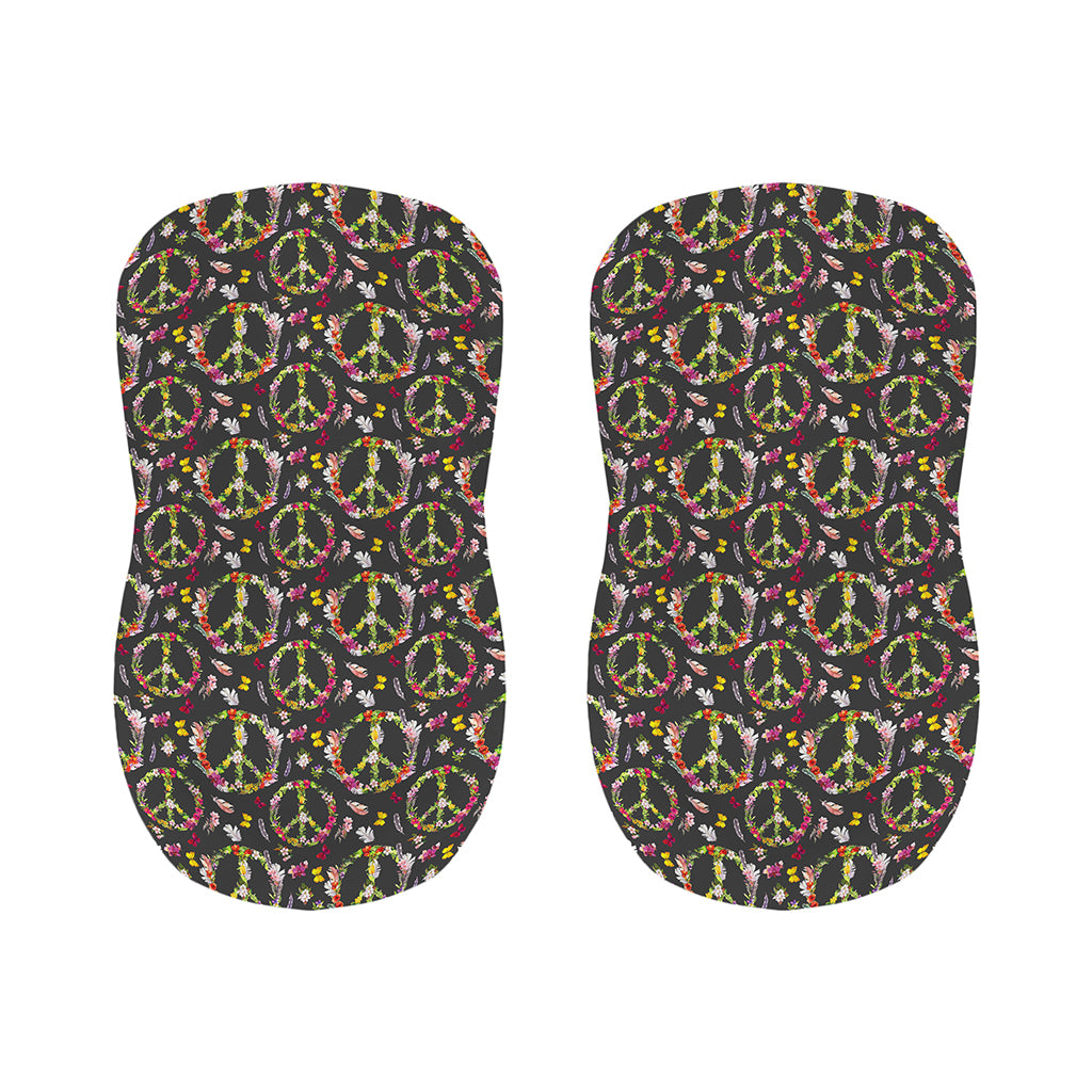 Hippie Peace Sign Flower Pattern Print Bar Stool Covers