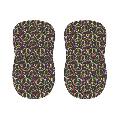 Hippie Peace Sign Flower Pattern Print Bar Stool Covers