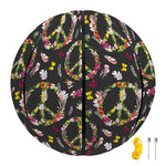 Hippie Peace Sign Flower Pattern Print Basketball