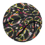 Hippie Peace Sign Flower Pattern Print Basketball