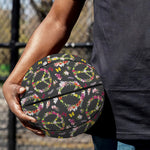 Hippie Peace Sign Flower Pattern Print Basketball