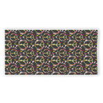 Hippie Peace Sign Flower Pattern Print Beach Towel