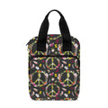 Hippie Peace Sign Flower Pattern Print Bible Tote Bag
