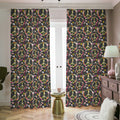 Hippie Peace Sign Flower Pattern Print Dimout Pencil Pleat Curtains