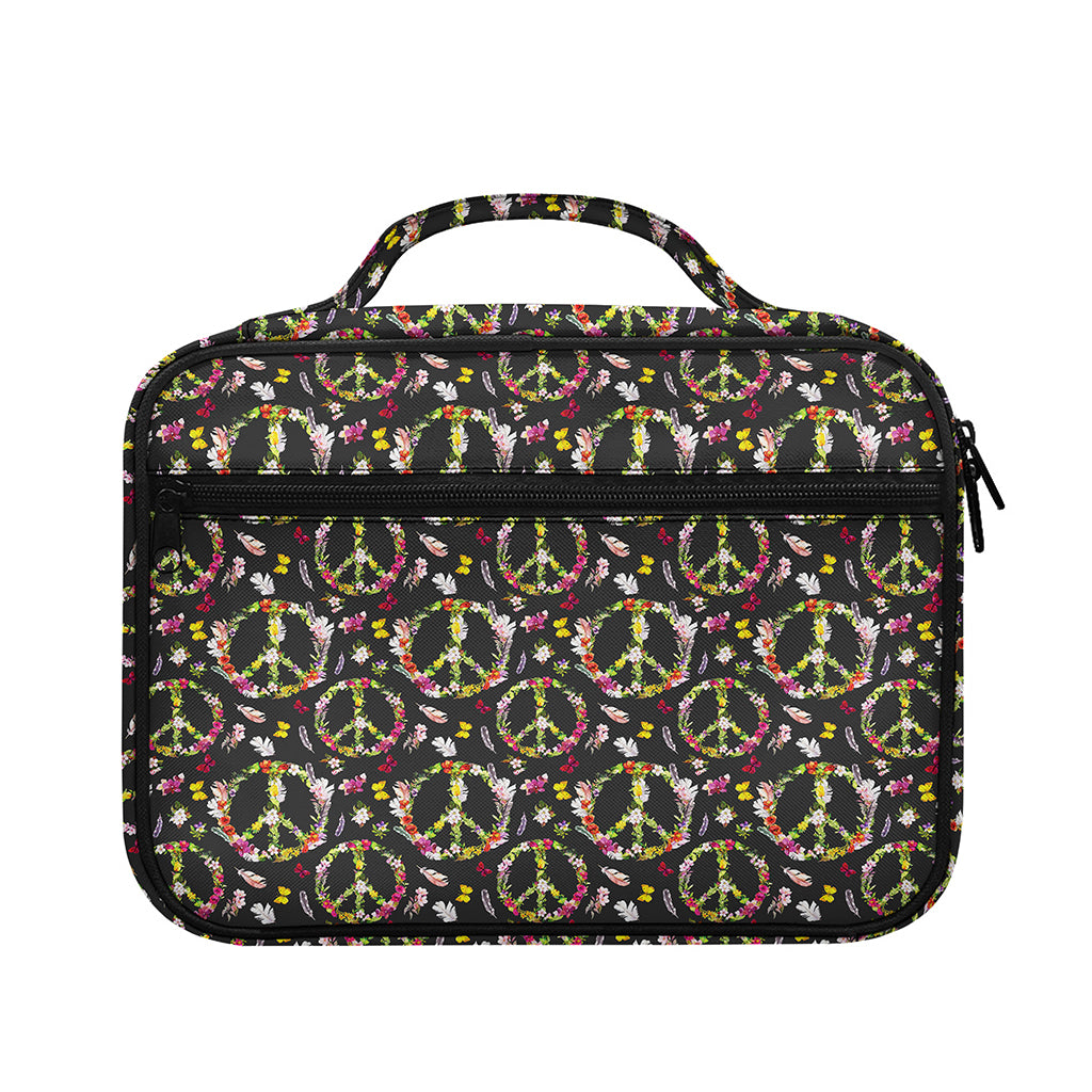 Hippie Peace Sign Flower Pattern Print Briefcase Bible Bag