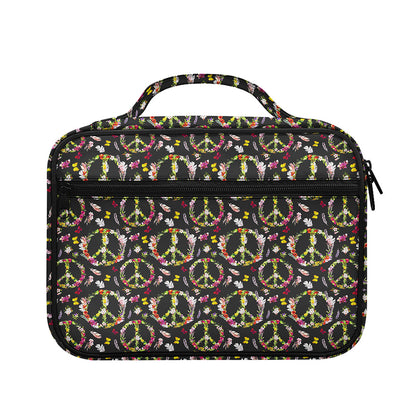 Hippie Peace Sign Flower Pattern Print Briefcase Bible Bag