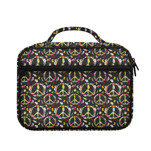 Hippie Peace Sign Flower Pattern Print Briefcase Bible Bag