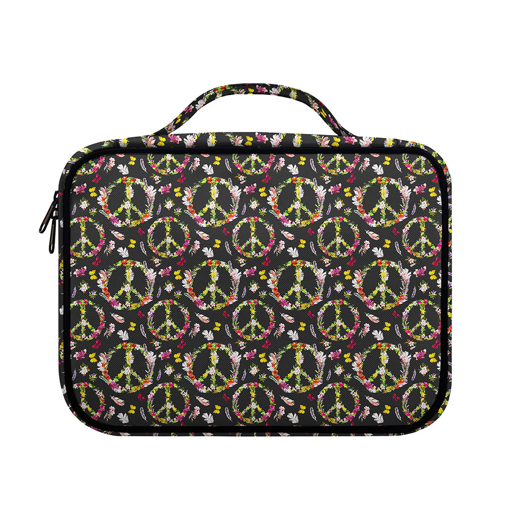 Hippie Peace Sign Flower Pattern Print Briefcase Bible Bag