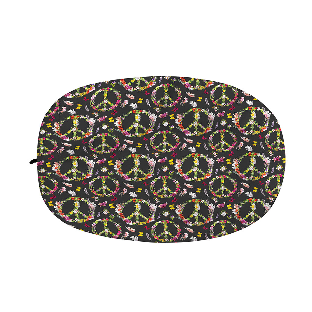 Hippie Peace Sign Flower Pattern Print Car Side Mirror Covers