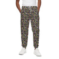 Hippie Peace Sign Flower Pattern Print Cotton Sweatpants