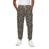 Hippie Peace Sign Flower Pattern Print Cotton Pants