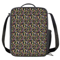 Hippie Peace Sign Flower Pattern Print Crossbody Lunch Bag