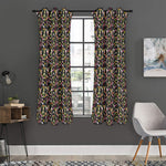 Hippie Peace Sign Flower Pattern Print Curtain