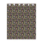 Hippie Peace Sign Flower Pattern Print Curtain