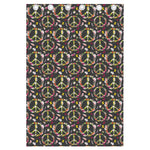 Hippie Peace Sign Flower Pattern Print Curtain