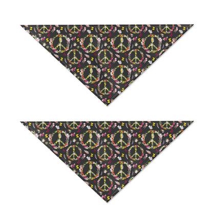 Hippie Peace Sign Flower Pattern Print Dog Bandana