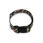 Hippie Peace Sign Flower Pattern Print Dog Collar