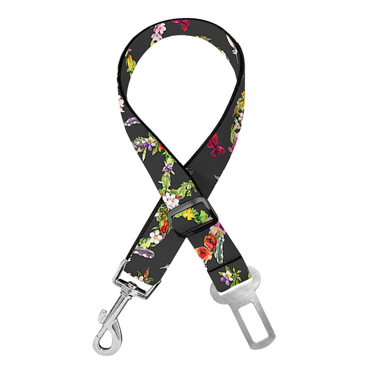 Hippie Peace Sign Flower Pattern Print Dog Seat Belt