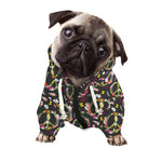 Hippie Peace Sign Flower Pattern Print Dog Zip Up Hoodie