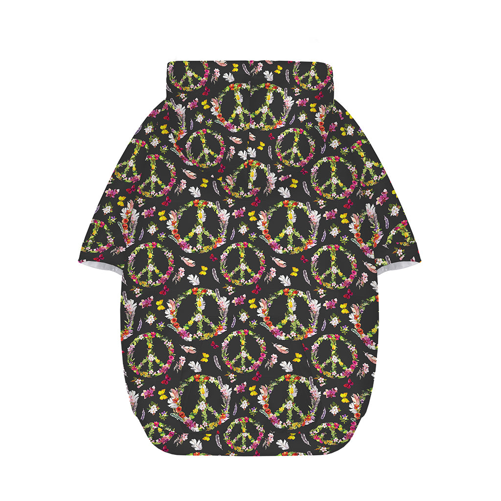 Hippie Peace Sign Flower Pattern Print Dog Zip Up Hoodie